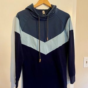 Chevron Colour Block Hoodie Dress/Tunic